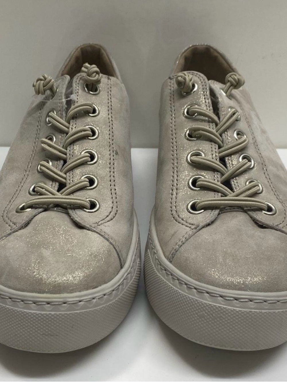 Paul Green Women's Shimmery Taupe Suede Platform Sneakers